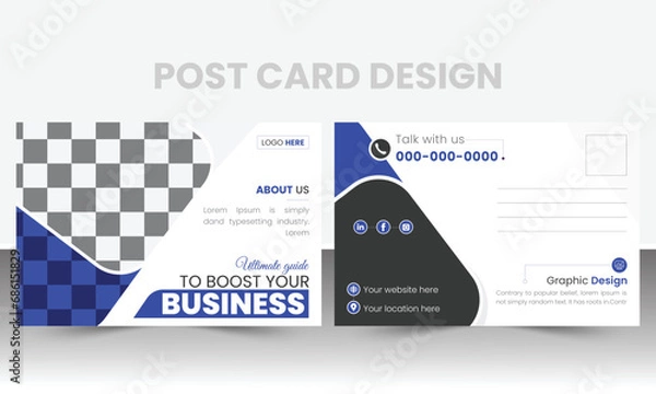 Fototapeta Corporate business postcard design template vector. postcard or EDDM postcard design template