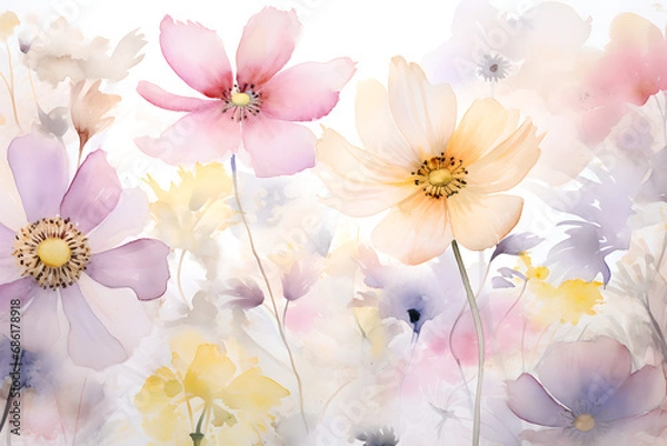 Fototapeta Luminous Bloom Radiance, Light-infused Flowers with Airy Petals, Illuminated Concept Art, Generative AI.