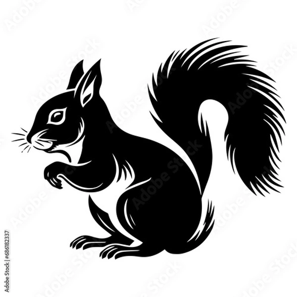 Fototapeta Red squirrel silhouette illustration, Friendly Red squirrel Logo Monochrome Design, Generative AI.