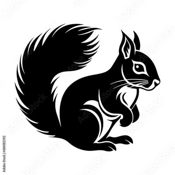 Fototapeta Red squirrel silhouette illustration, Friendly Red squirrel Logo Monochrome Design, Generative AI.