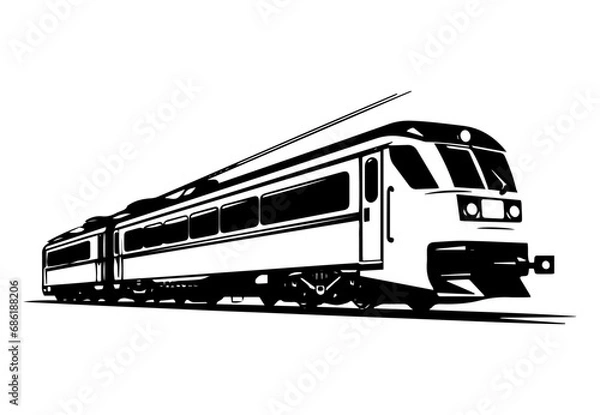Fototapeta silhouette of the electric train vector illustrator , fast image, simple flat design.