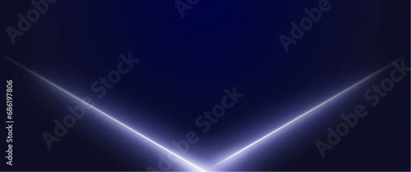 Obraz abstract futuristic v shape neon glow blue ray line vector illustration for background, element, graphic, banner
