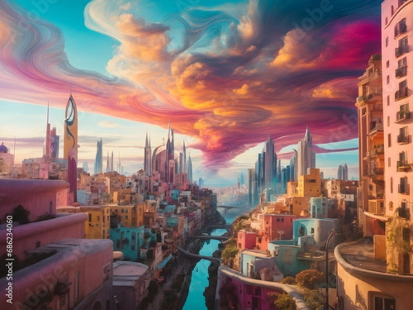 Fototapeta Psychedelic City