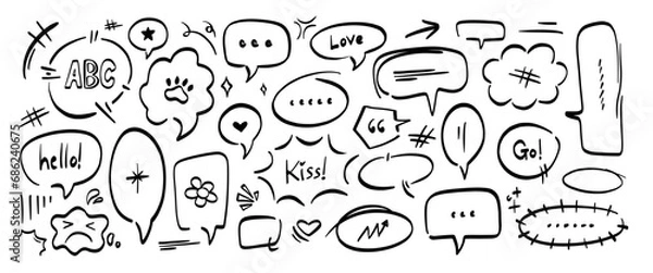 Obraz Hand drawn doodle vector set. Collection of cute hand drawn doodle.