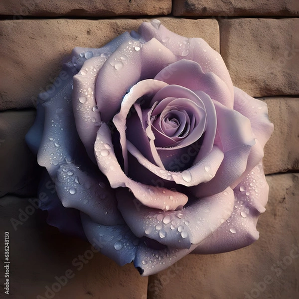 Obraz pink rose with drops