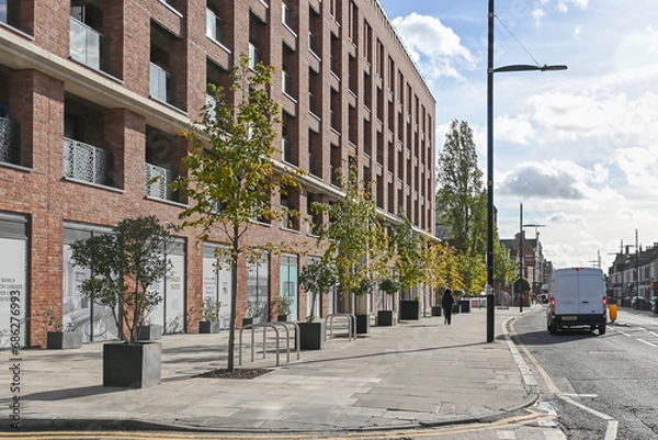 Obraz London, UK, 6 November 2023:  New homes development in .Green street ,  Newham,  East London 