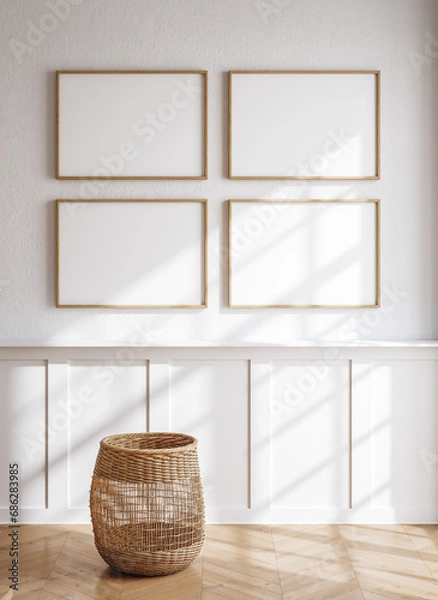 Fototapeta Frame mockup in home interior, 3d render