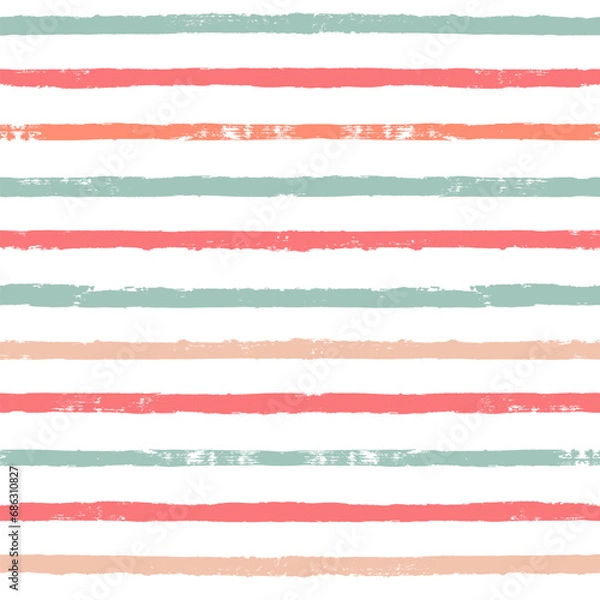 Fototapeta Seamless stripe pattern. Hand drawn vector stripes background, red, pink, orange and green girly brush strokes, cute spring paintbrush line backdrop