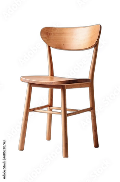 Fototapeta A wooden chair in a transparent background, (png image) - AI Generative