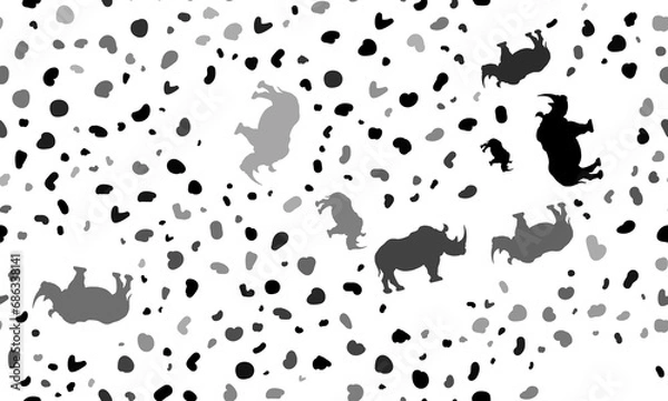 Fototapeta Abstract seamless pattern with rhino symbols. Creative leopard backdrop. Illustration on transparent background