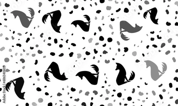 Fototapeta Abstract seamless pattern with fox symbols. Creative leopard backdrop. Vector illustration on white background