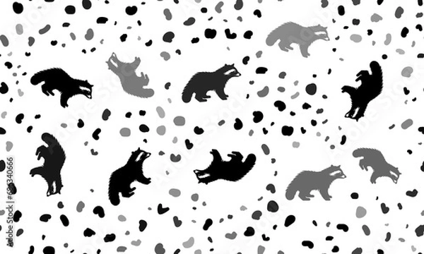 Fototapeta Abstract seamless pattern with raccoon symbols. Creative leopard backdrop. Illustration on transparent background
