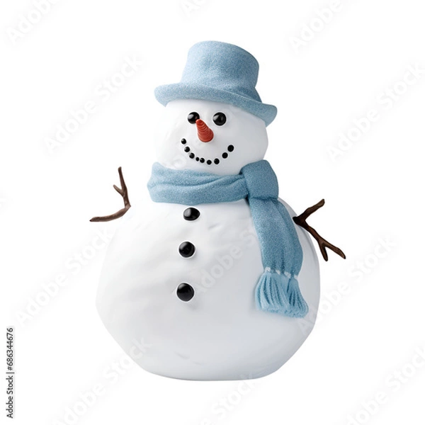 Fototapeta Artistic Realistic Style Christmas Snowman Illustration No Background Perfect for Print on Demand Merchandise