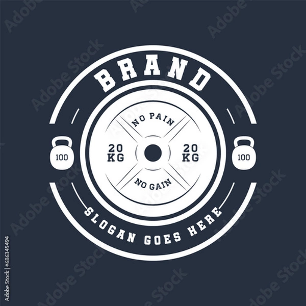 Fototapeta Vector Black and White barbell Weight Plate, logo design	