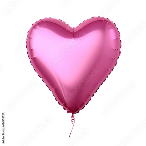 Fototapeta Pink air balloons heart shape isolated on transparent background.