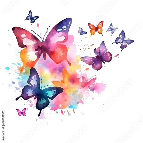 Fototapeta illustration of a butterfly in watercolor style isolated against transparent background