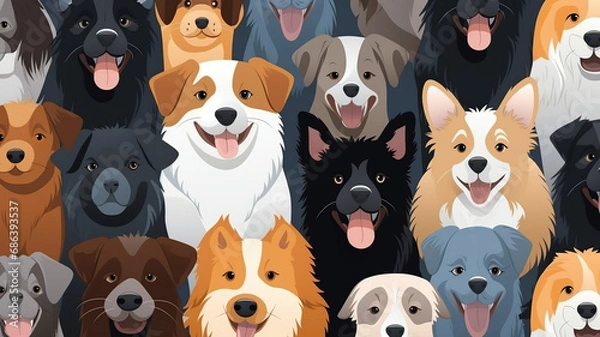 Fototapeta Vector seamless pattern with cute dogs