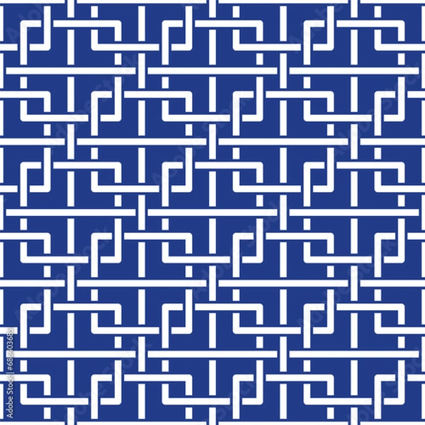 Fototapeta Timeless Chinese tangled squares blue pattern