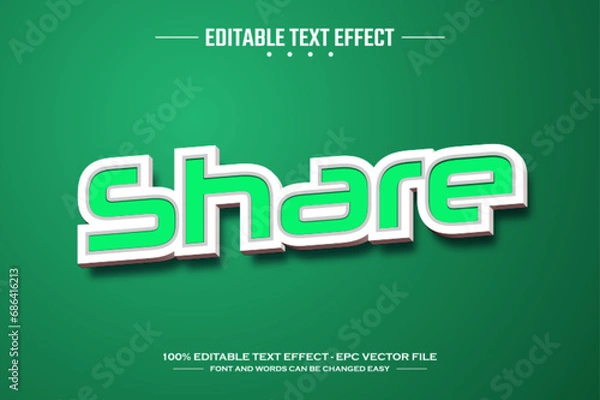 Fototapeta Share 3D editable text effect template