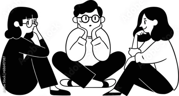 Obraz 투명한 배경 위에 대화하는 사람들 일러스트