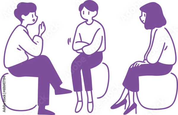 Obraz 투명한 배경 위에 대화하는 사람들 일러스트