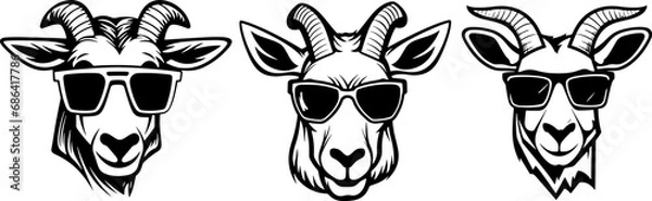 Obraz goat wearing glasses vector