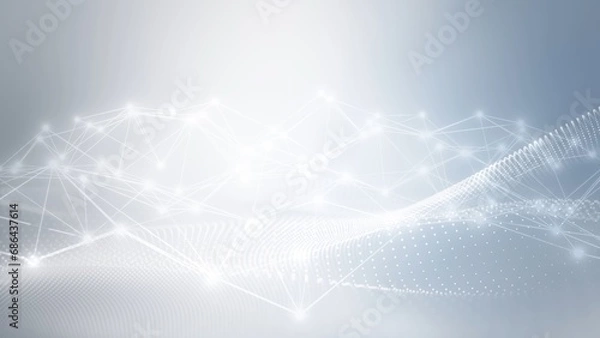 Fototapeta Abstract clean white grey blurred wave for elegant business corporate presentation background. Luxury particle light glitter smooth digital technology.