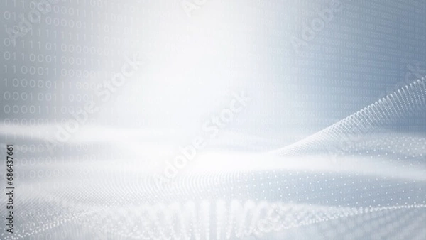 Fototapeta Abstract clean white grey blurred wave for elegant business corporate presentation background. Luxury particle light glitter smooth digital technology.