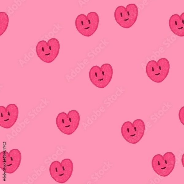 Fototapeta Heart cartoon illustration seamless on white background.