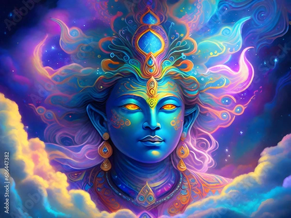 Fototapeta A mesmerizing bioluminescent deity in a digital painting—radiating light, wisdom, and wonder. 🌌🎨