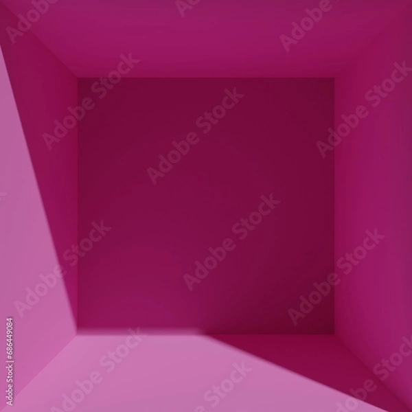 Obraz Pink empty room with window shadow, 3D rendering
