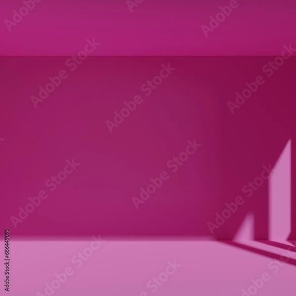 Fototapeta Pink empty room with window shadow, 3D rendering