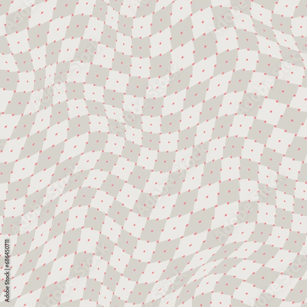 Obraz Gray warped pixelated checkerboard print pattern. Seamless vector