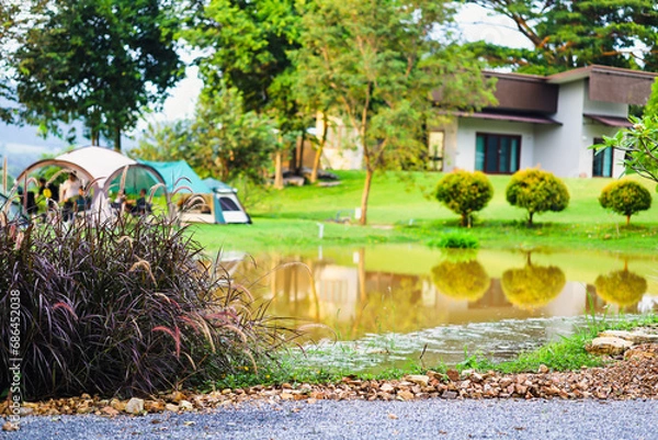 Fototapeta tent camping area
