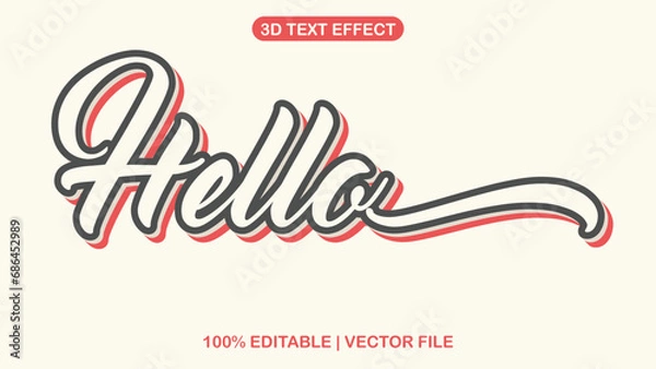 Fototapeta Fully Editable Text Effect Style hello eps vector with white background