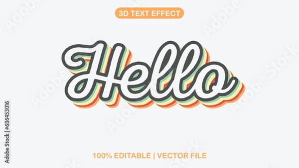 Fototapeta Fully Editable Text Effect Style hello eps vector with white background