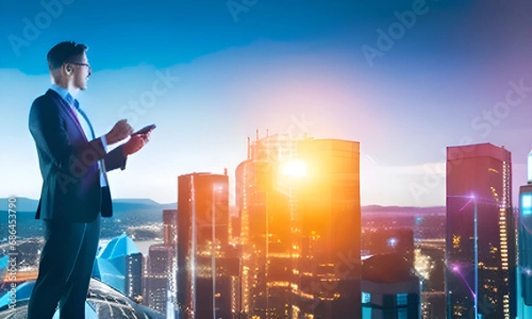 Obraz business person in front of building