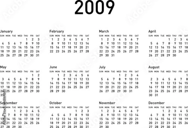 Fototapeta Simple Calendar for 2009 (2009_d1)