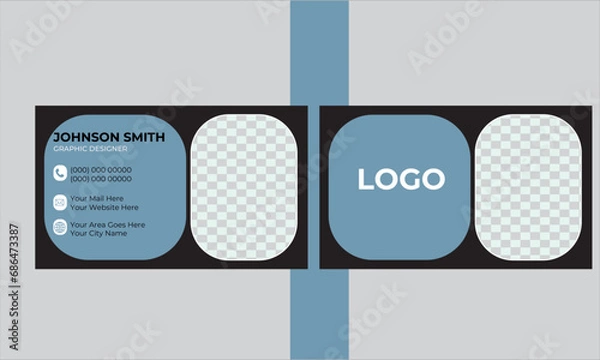 Fototapeta Creative modern clean corporate double-side business card template, personal visiting card, vector illustration, professional simple identity business card.