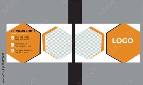 Fototapeta Creative modern clean corporate double-side business card template, personal visiting card, vector illustration, professional simple identity business card.