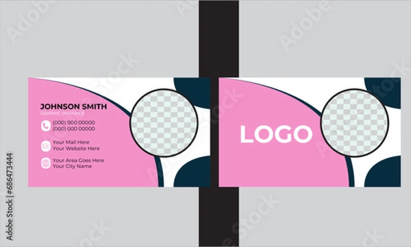 Fototapeta Creative modern clean corporate double-side business card template, personal visiting card, vector illustration, professional simple identity business card.