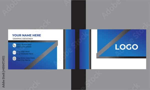 Fototapeta Creative modern clean corporate double-side business card template, personal visiting card, vector illustration, professional simple identity business card.