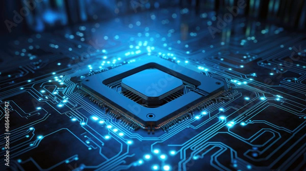 Fototapeta a cpu chip on top of a printed circuit board