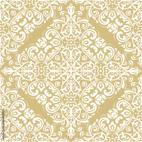 Fototapeta Orient classic yellow and white pattern. Seamless abstract background with vintage elements. Orient pattern. Ornament for wallpapers and packaging