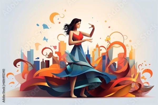 Fototapeta Cartoon illustration of a stage performance