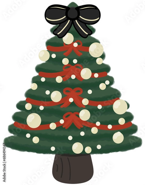 Obraz 심플 크리스마스트리, 크리스마스 트리장식,성탄절 트리 일러스트