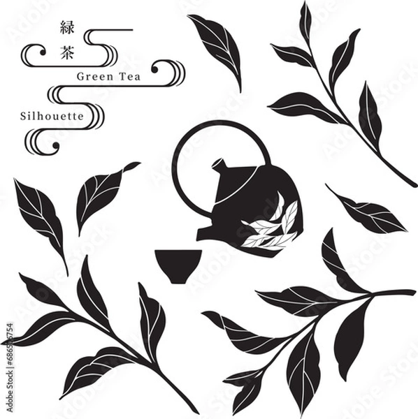 Obraz お茶の葉のシルエットベクターイラスト

