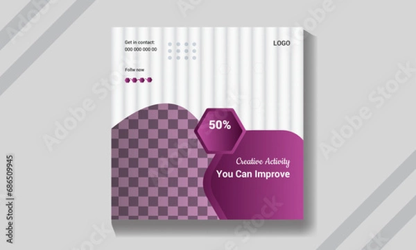 Fototapeta Vector square business web banner design template. Suitable for social media post, instagram story and web ads.