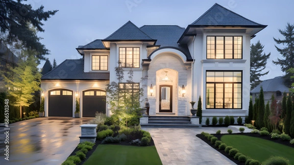 Obraz Beautiful, Newly Built Luxury Home Exterior. generative ai.
