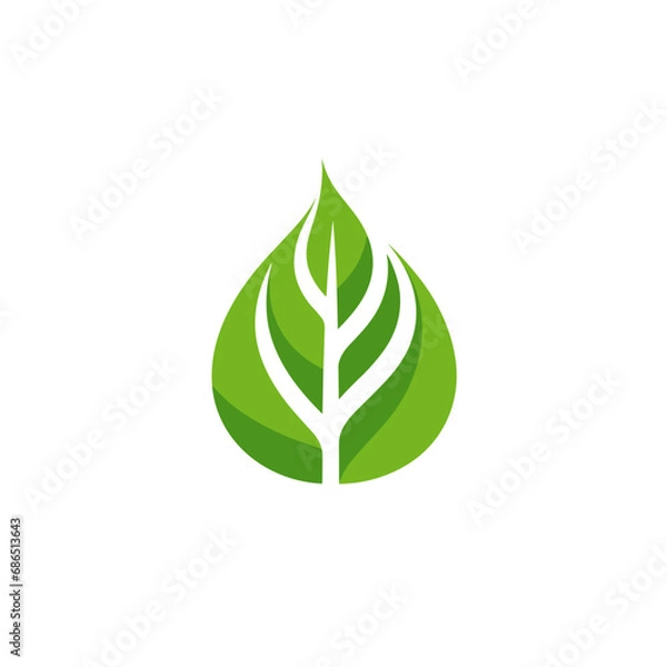 Obraz Eco friendly road transport filled green logo. Sustainability business value. Green leaf simple icon. Design element. Created with artificial intelligence. Ai art for corporate branding, website